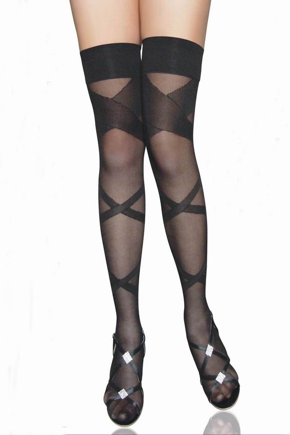 Sexy Bundled Fashion Stockings Cross-tie-dyed Elastic Black Pantyhose